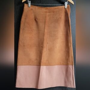 Vintage Leather Elegant Tan and Pink Women's Skirt